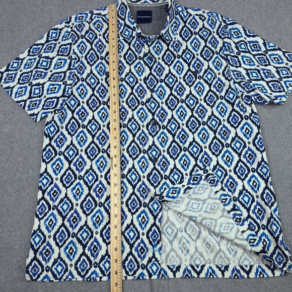 Tommy Bahama Ikat 100% Silk Continental Button Up Geometrical Shirt Men's Large - Picture 4 of 5